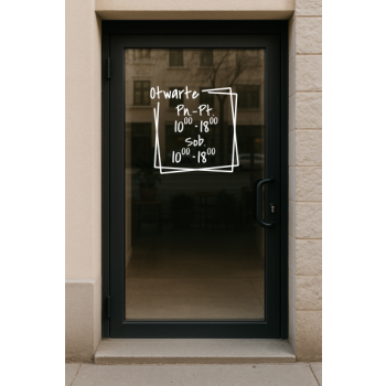 Naklejka z godzinami otwarcia – nowoczesna i minimalistyczna